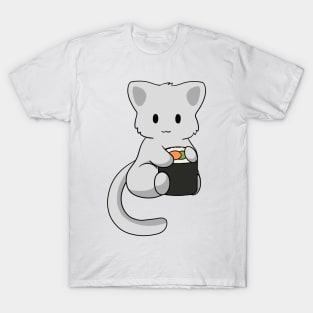 Grey Cat with Sushi Roll T-Shirt